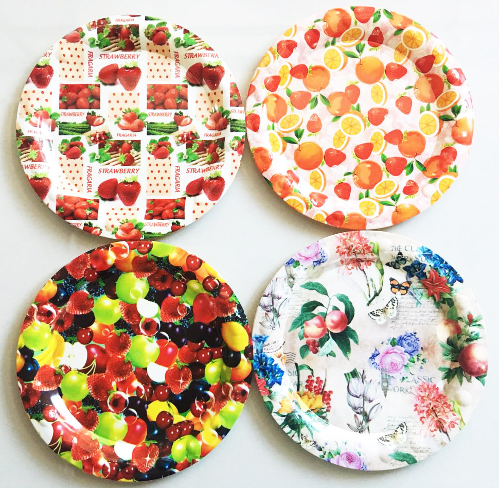 ถาดพลาสติกก้นตื้นสีสด (กลม) 34 ซม.