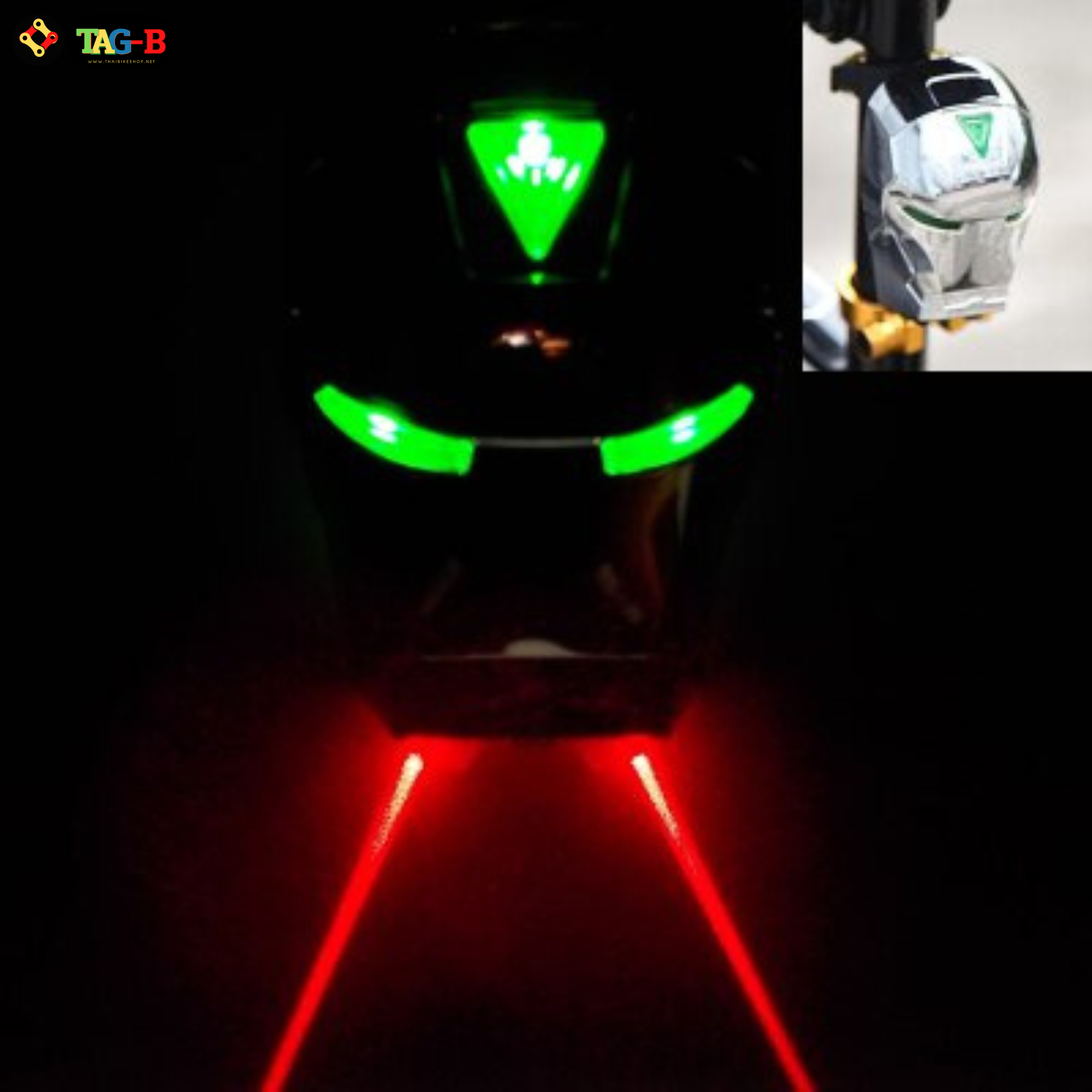 ไฟท้ายจักรยานเสือหมอบ เสือภูเขา มีเลเซอร์สร้างเลนส์