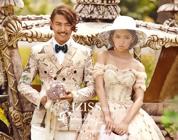 PW230 - พรีออเดอร์ค่ะ ชุดคู่ถ่ายพรีเวดดิ้ง (prewedding dress) & ชุดแต่งงานแฟนซี (Fancy wedding dress)ชายหญิง "ธีมสีน้ำตาลวินเทจ"