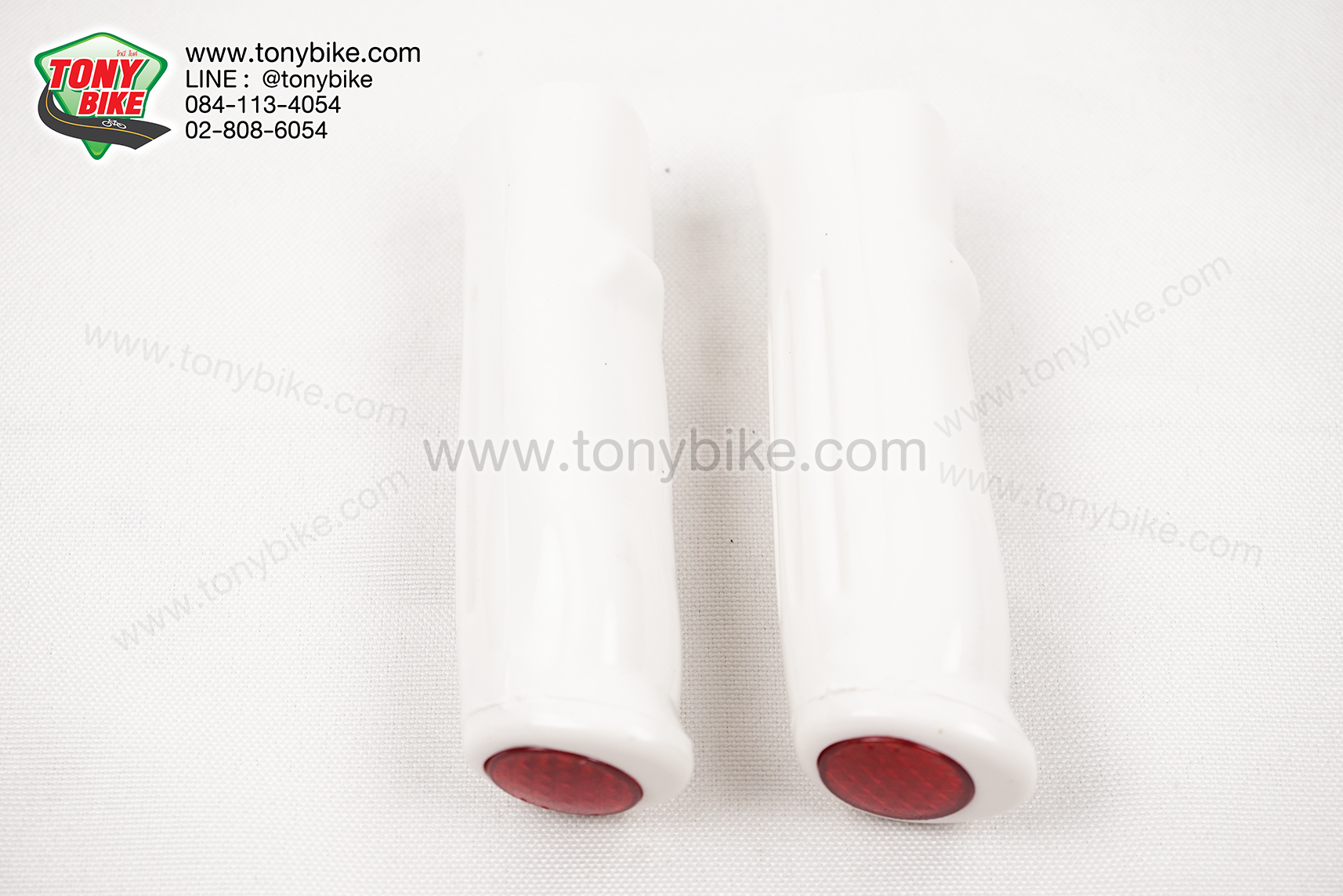 ปลอกมือจักรยาน ปลอกแฮนด์จักรยาน สีขาวปลายทับทิมแดง