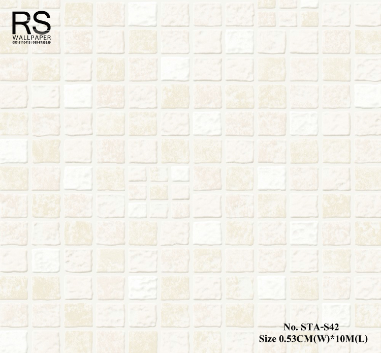 วอลเปเปอร์ ลายกระเบื้องโมเสจ สีเหลืองครีม No.STA-S42