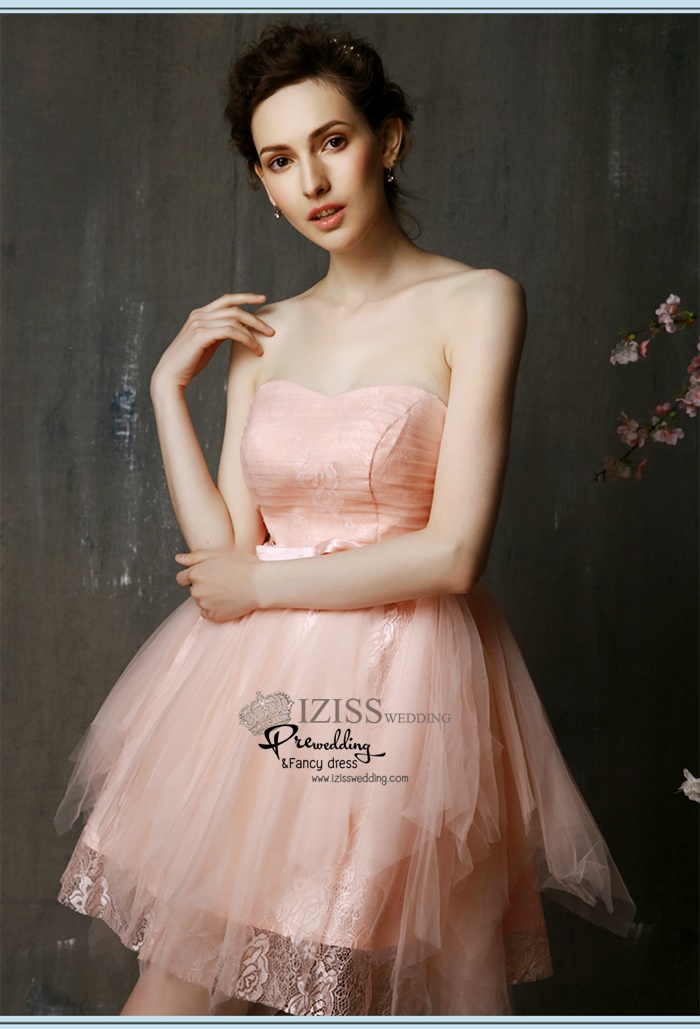 ฺBM0109 - พรีออเดอร์ ชุดเพื่อนเจ้าสาวราตรีสั้นสีครีมและสีโอโรส สวยมากๆค่ะ