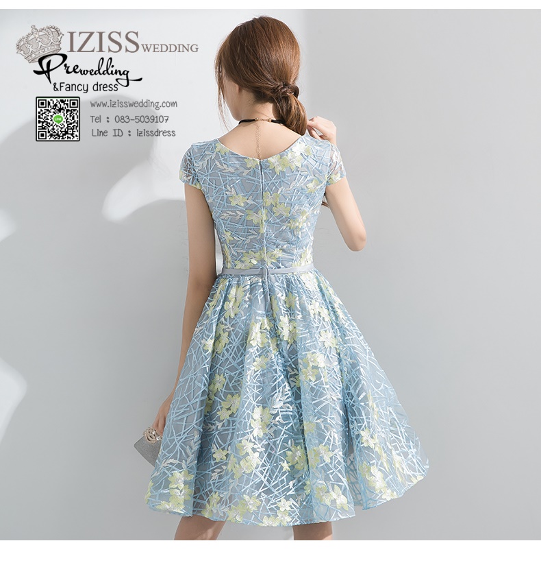 DS033 - **Pre order** ชุดราตรี เดรสสั้นออกงาน (short dresses) ชุดไปงานแต่งงานสวยๆ "ธีมสีฟ้า"