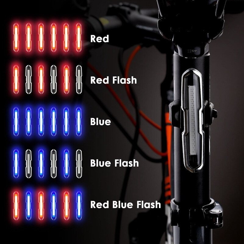 ไฟท้ายจักรยานแบบ 2 สี THAIBIKE ชาร์จ USB สีแดงและน้ำเงินในดวงเดียว