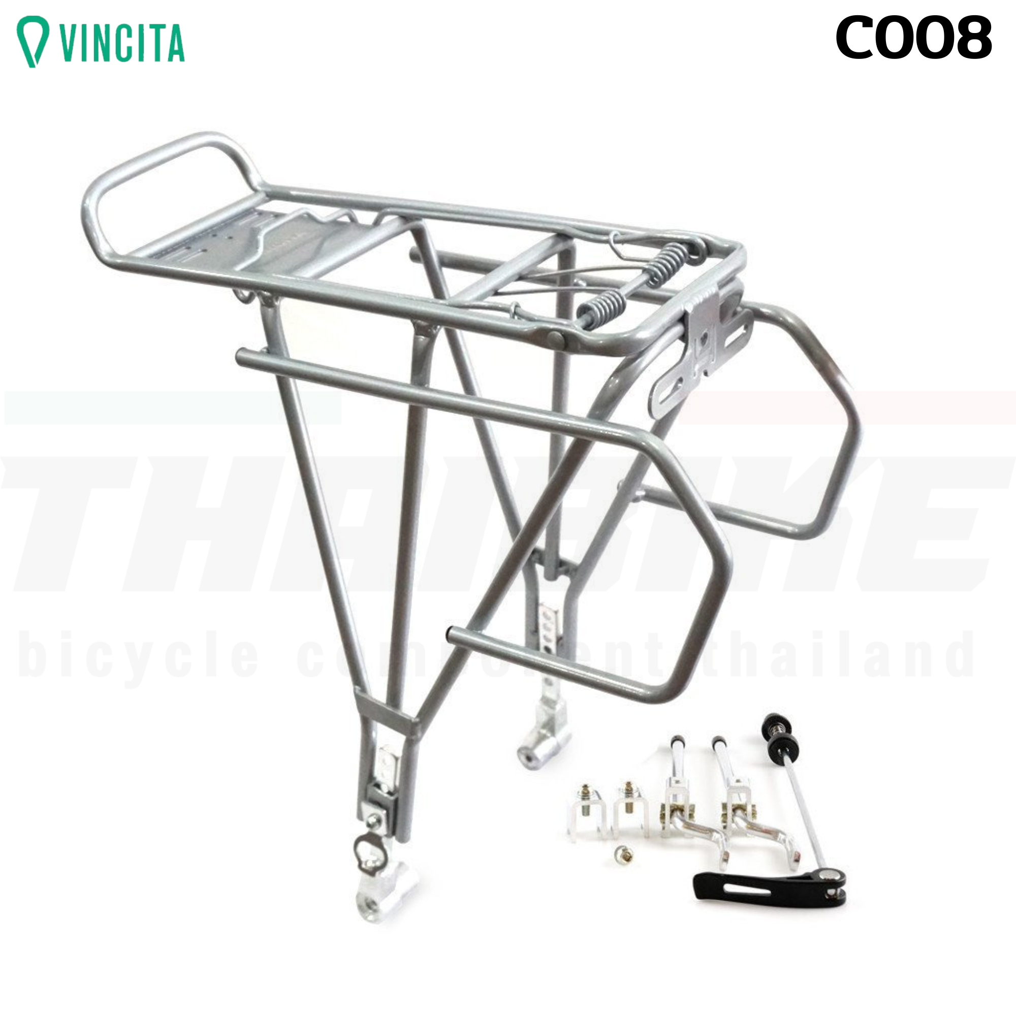 VINCITA C008 — ตะแกรงหลังดิสก์เบรค พร้อมแกนปลด (Quick Release) สำหรับล้อ 24"–29"