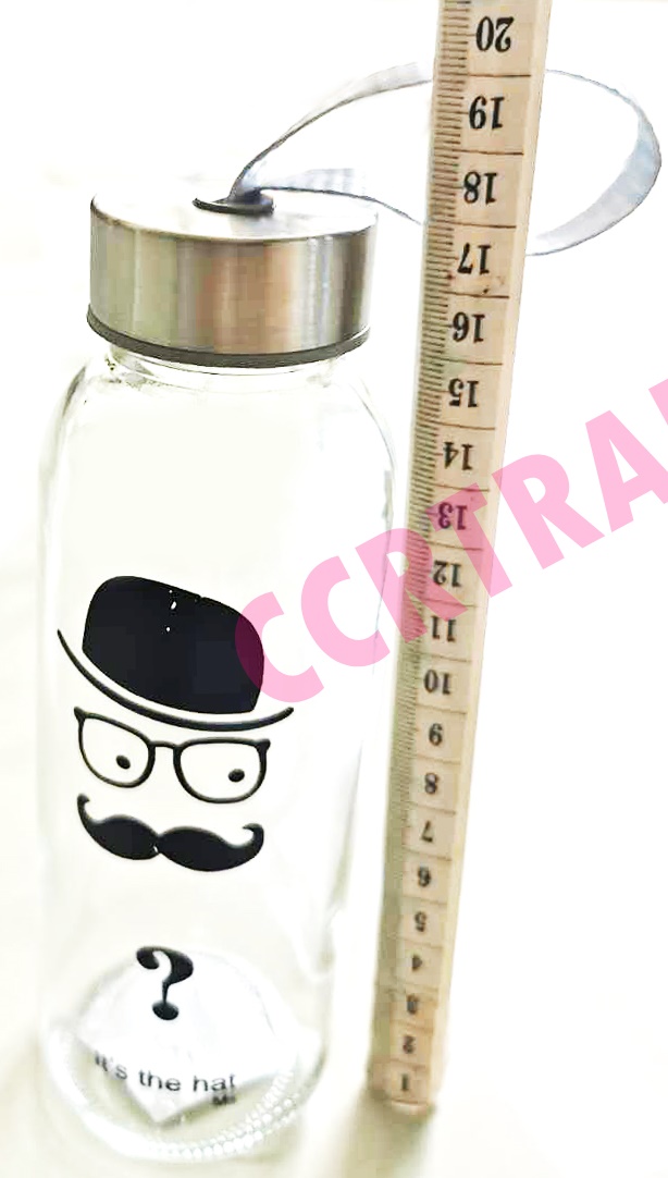 กระบอกแก้วฝาสแตนเลส+สายหิ้ว 16.5 ซม.(งานหนา)