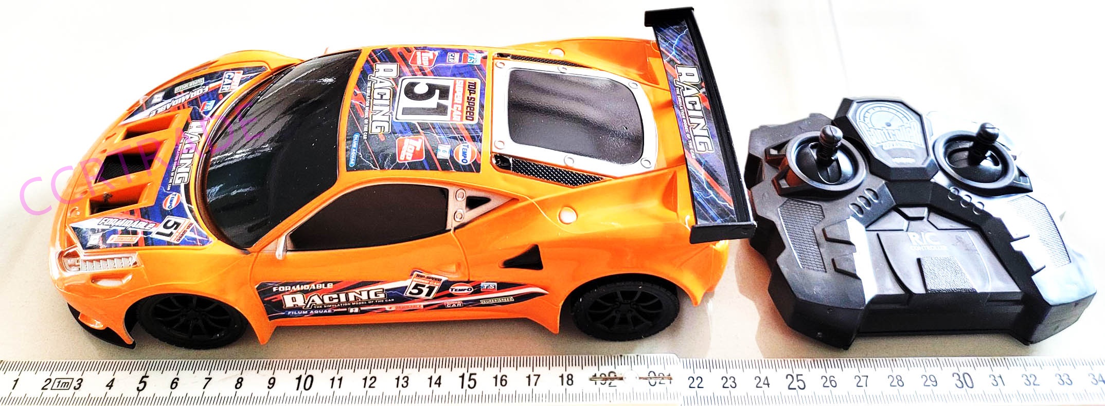 รถแข่งแรลลี่สีสดบังคับ+รีโมทไร้สาย มีไฟหน้ากล่อง 17x28.5 ซม.(1x3)