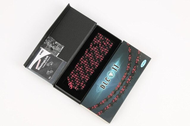 ของแท้ โซ่เพชร Kmc x11sl dlc, complete hollow super light chain, diamond chain color, 11 speed