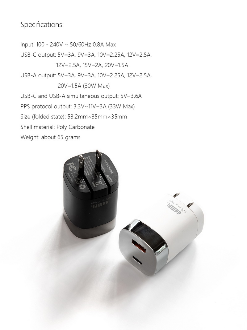 DD JT-P18 หัวชาร์จไว รองรับ PSS 33W, PD 30W จอแสดงกำลังไฟแบบ Realtime ขาพับเก็บได้