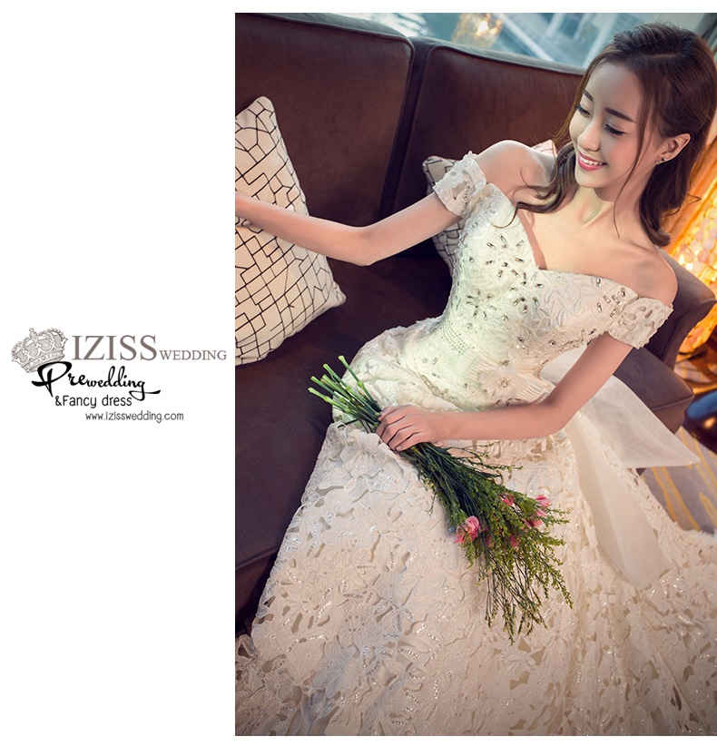 BR332 **พรีออเดอร์**ชุดแต่งงาน&ชุดเจ้าสาวแบบยาวอลังการ สีขาวเกรดพรีเมี่ยม หรูหราน่ารัก สวยโดดเด่นไม่ซ้ำใคร