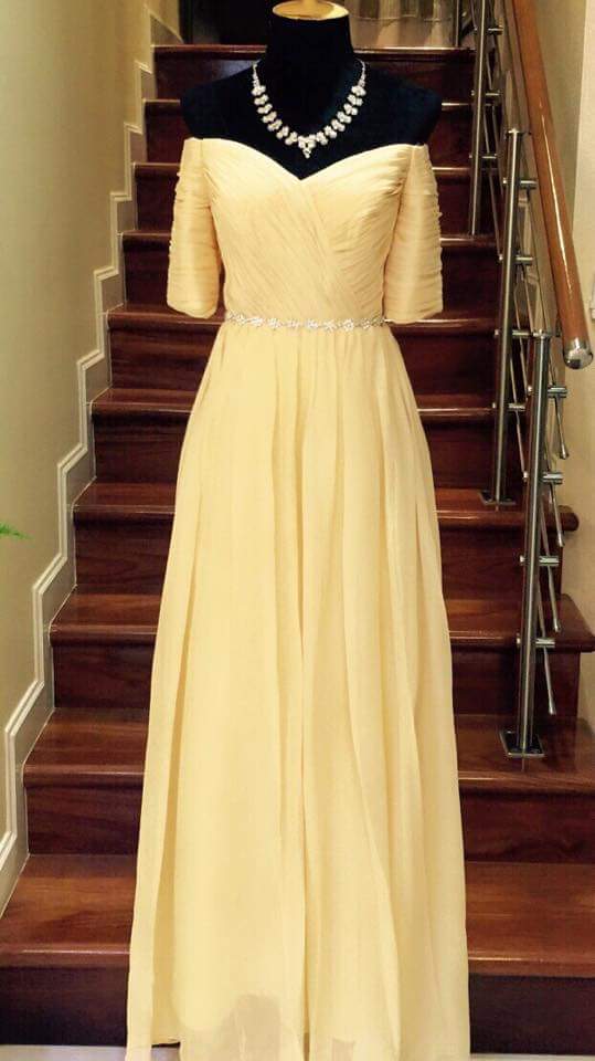 ชุดออกงาน ชุดราตรี เพื่อนเจ้าสาว เดรสไปงาน แบบมีแขนน่ารักสไตนเกาหลี