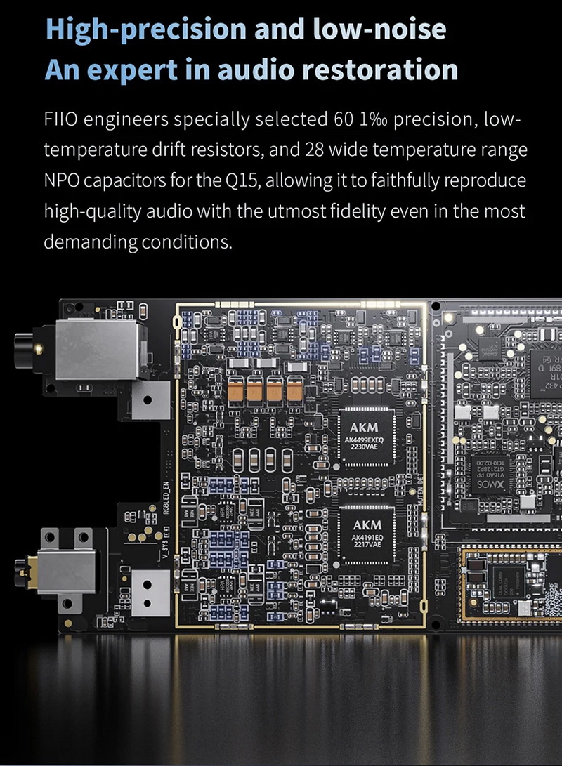 FiiO Q15 DAC/AMP พกพา ชิป DACคู่ จอ IPS รองรับ MQA, PCM 32bit/768kHz, DSD512 ประกันศูนย์ไทย