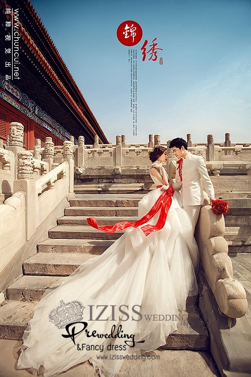 PW187 - Pre order ชุดคู่ถ่ายพรีเวดดิ้ง (prewedding dress) & ชุดแต่งงานแฟนซี (Fancy wedding dress)ชายหญิง "ธีมสีขาว-แดง"