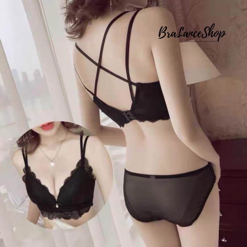 BLS✿9316 Setบรา+กกน. ชุดชั้นในลูกไม้แฟชั่น แต่งสายหลังไขว้