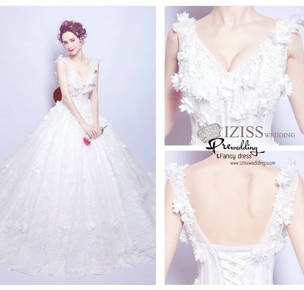 DL049 - **พรีออเดอร์** ชุดราตรี เดรสยาวออกงาน (Night party dresses) ชุดไปงานแต่งงานสวยๆ "ธีมสีขาว"