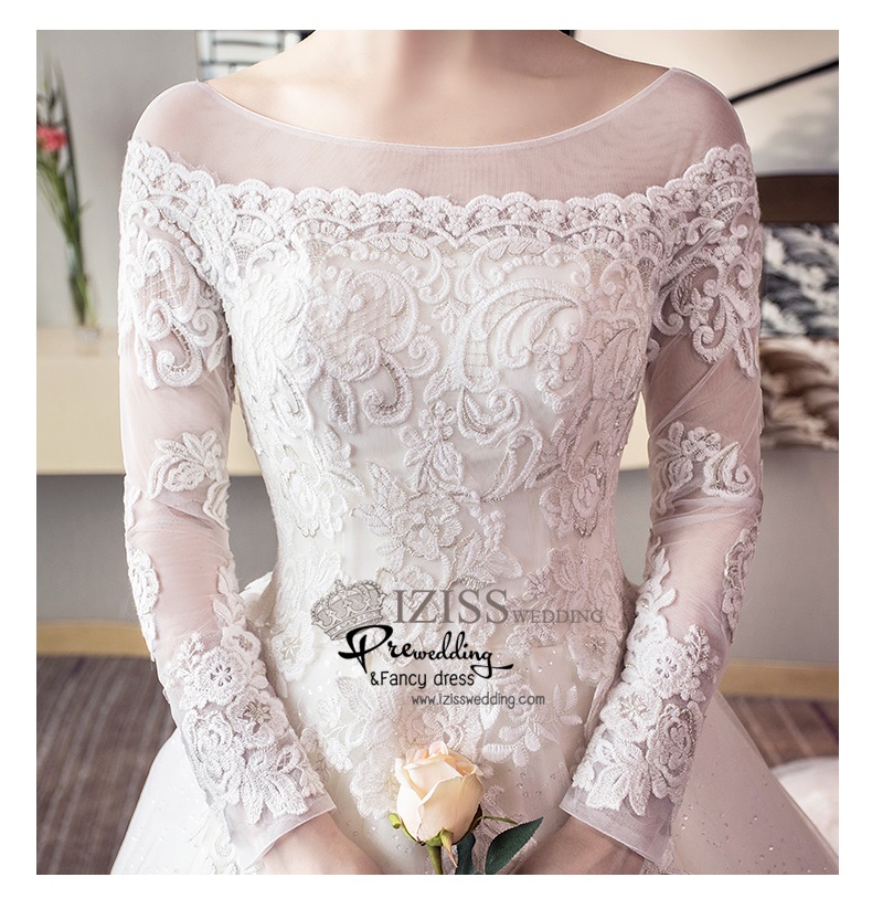 BR335 **พรีออเดอร์**ชุดแต่งงาน&ชุดเจ้าสาวแบบยาวอลังการ สีขาวเกรดพรีเมี่ยม หรูหราน่ารัก สวยโดดเด่นไม่ซ้ำใคร