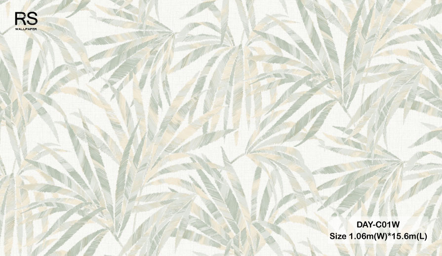 วอลเปเปอร์ลายใบไม้ สีเขียว DAY-C01W