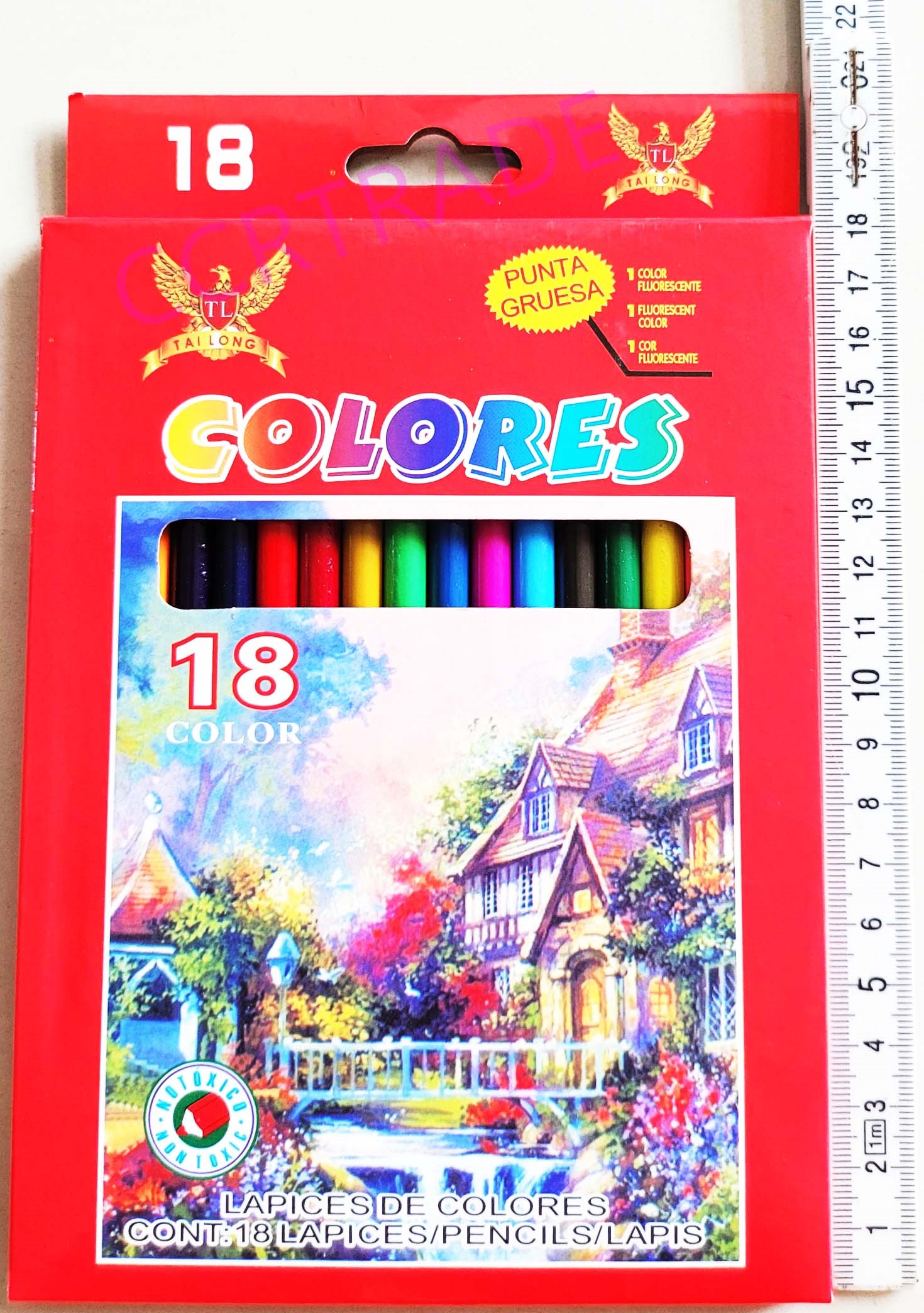 ดินสอสีไม้ 18 แท่งกล่องแดง 20.5 ซม.