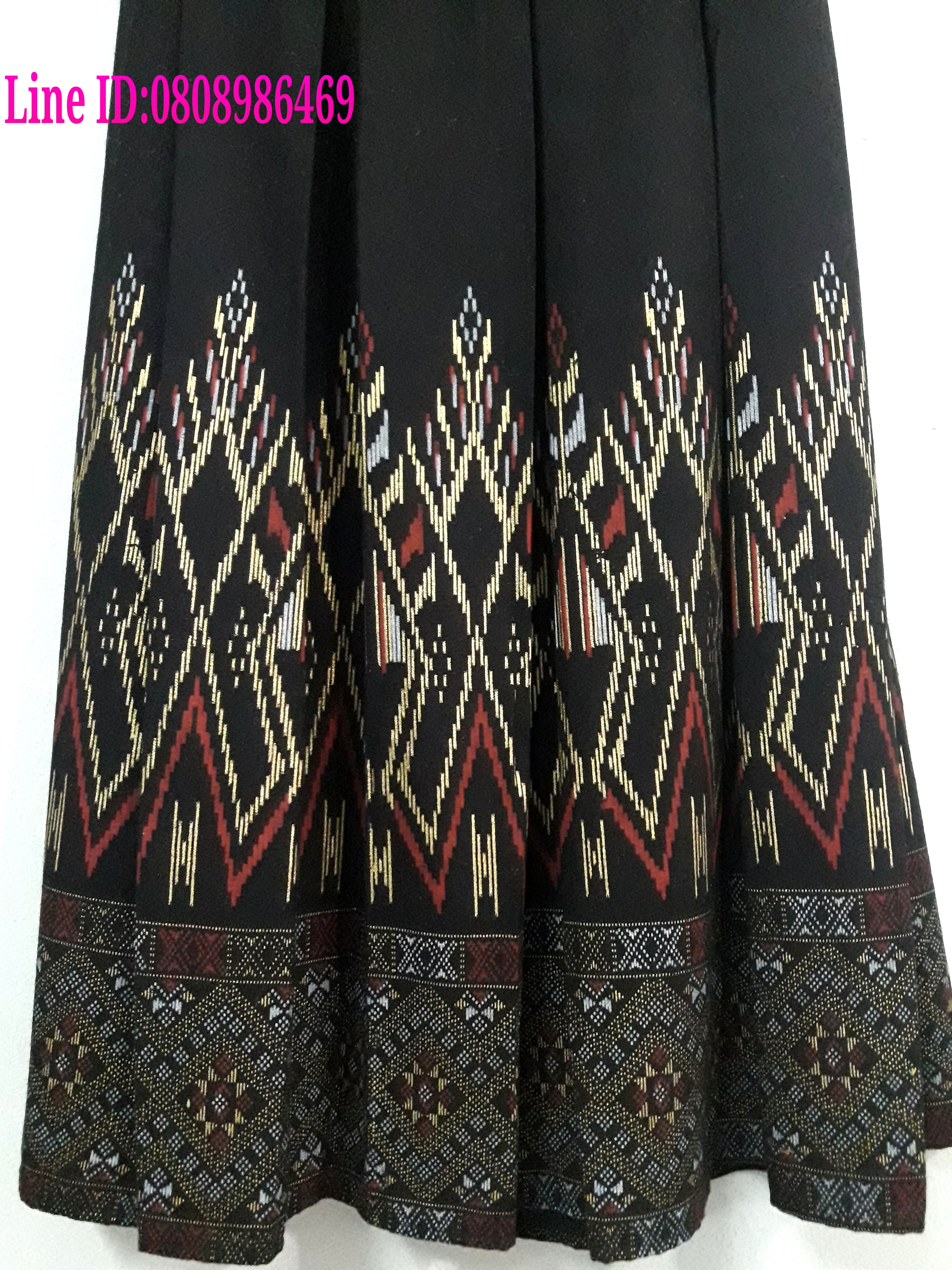 กระโปรงผ้าไทยสำเร็จรูป กระโปรงผ้าไทยผ้าฝ้ายมัดมัดหมี่ กระโปรงผ้าฝ้ายทรงทวิทยาว