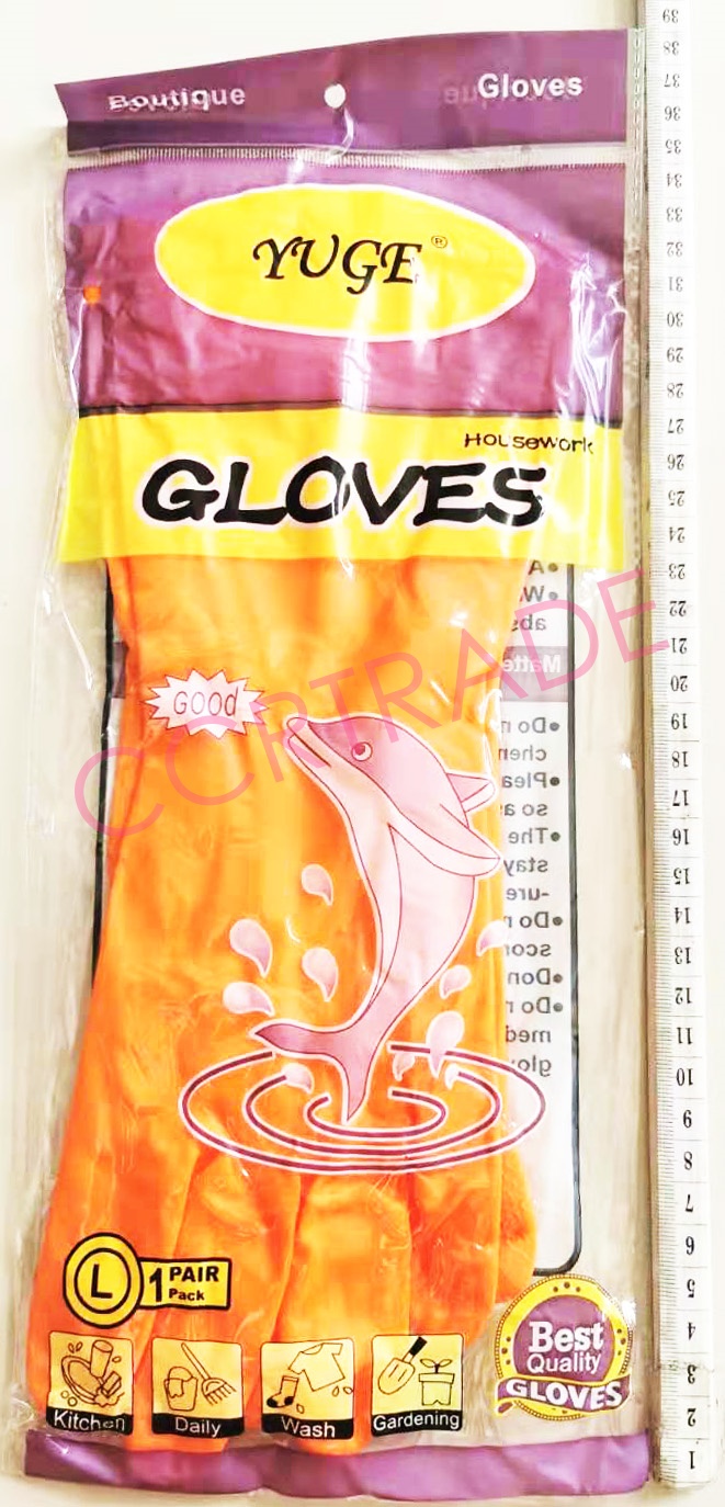 ถุงมือยางไซด์ L ตราโลมา 37 ซม.(คละสี)