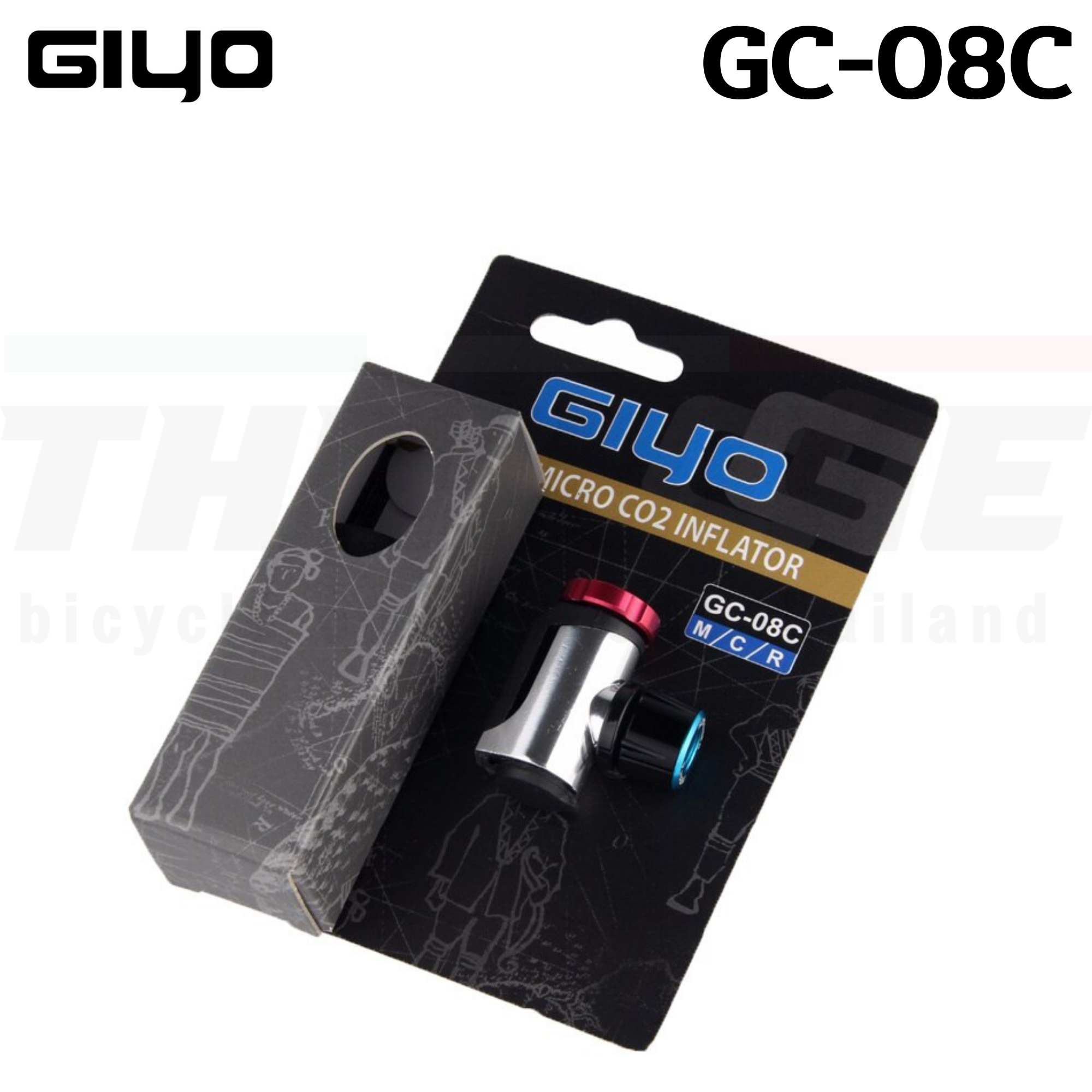 สูบลมจักรยาน CO2 GIYO GC-08C พร้อมหลอด CO2 16G รองรับ Schrader Presta