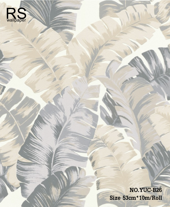 วอลเปเปอร์ลายใบตองพื้นสีขาว (Tropical style) YUC-B26