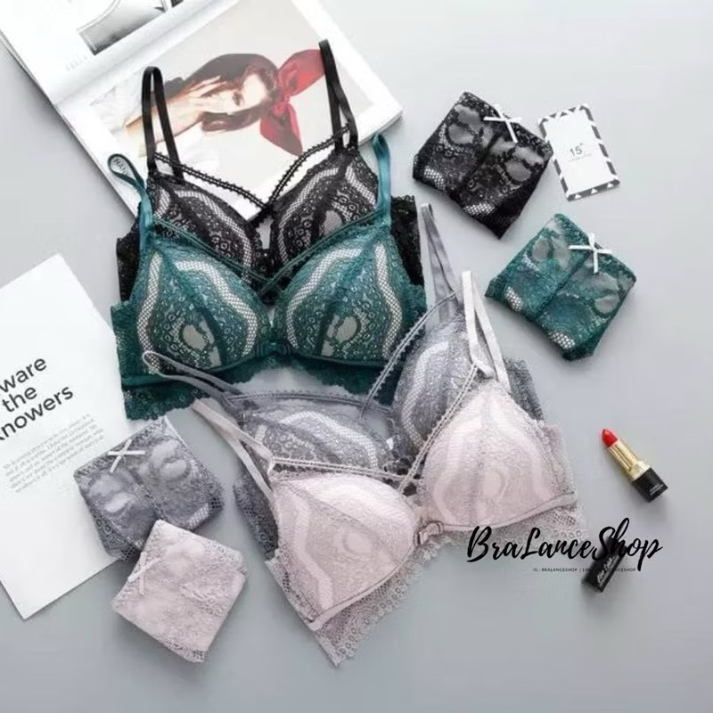 BLS✿8931 Setบรา+กกน. ชุดชั้นในลูกไม้ งานไร้โครงฟองบางสวมใส่สบาย แต่งสายพาดอกสุดแซ่บ ดีไซน์เก๋ คัตติ้งไฮเอนพรีเมี่ยม💯