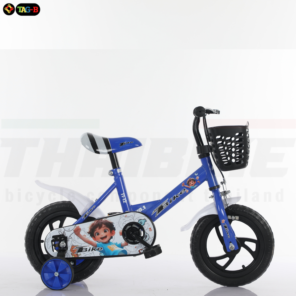 จักรยานเด็ก T-BIKE NO.1 รถเด็ก 12นิ้ว ล้อพลาสติก พร้อมเบรคหน้า แถมล้อเสริมช่วยพยุง