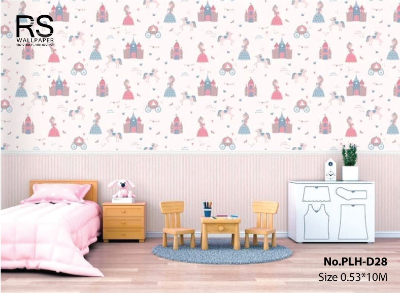 วอลเปเปอร์ ลายการ์ตูนน่ารัก สีพื้นอมชมพูอ่อน No.PLH-D28