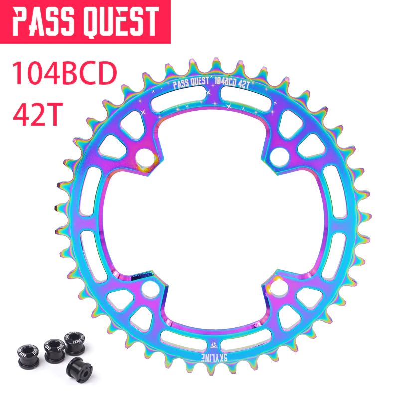 ใบจานเดี่ยวจักรยาน PASS QUEST 104 BCD 32T 34T 48T