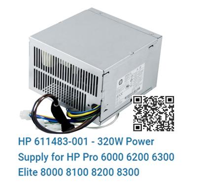 HP 611483-001,HP 320W,Power Supply,HP Pro 6000,6200,6300, Elite 8000,8100,8200,8300
