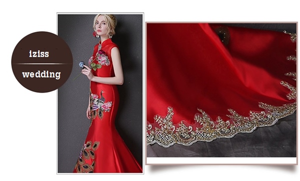 PW434- **พรีออเดอร์สีเขียวและสีแดง**ชุดกี่เพ้ายาว ชุดยกน้ำชา ชุดถ่ายพรีเวดดิ้ง (prewedding dress) & ชุดแต่งงานแฟนซี (Fancy wedding dress) "ธีมสีเขียว"