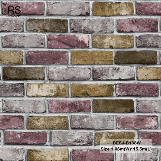 วอลเปเปอร์ลายอิฐ น้ำตาล-น้ำตาลแดง BESJ-B138W