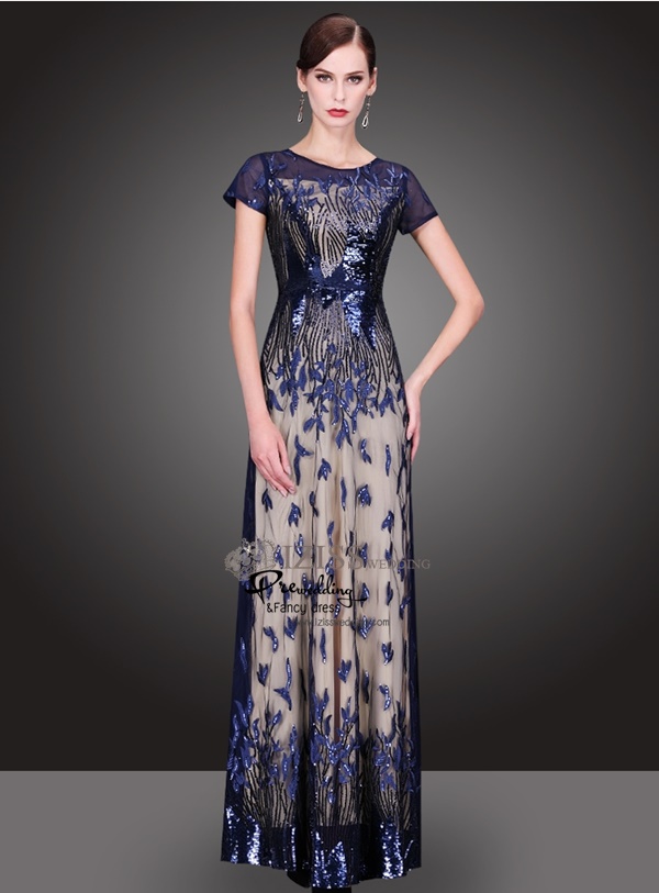 T026 **พรีออเดอร์เดรสชุดเลื่อมสีแดง สีน้ำเงิน สีทอง**ชุดราตรียาวเลื่อมทั้งชุด แขนสั้น เล่นดีเทลซีทรูช่วงอกและแขน แต่งเลื่อมไม้ลายกิ่งไม้ เข้ารูปช่วงเอว กระโปรงทรงปล่อย สวยงามหรูหราไฮโซมากๆ ค่ะ