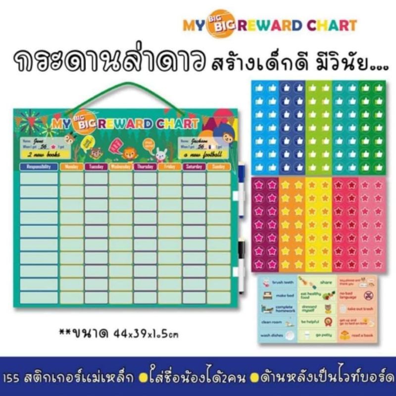 กระดานเด็กดี กระดานล่าดาว กระดานสะสมดาว ♥️Magnet Responsibility Chart♥️ส่งจาก กทม ค่าส่งถูก🌈