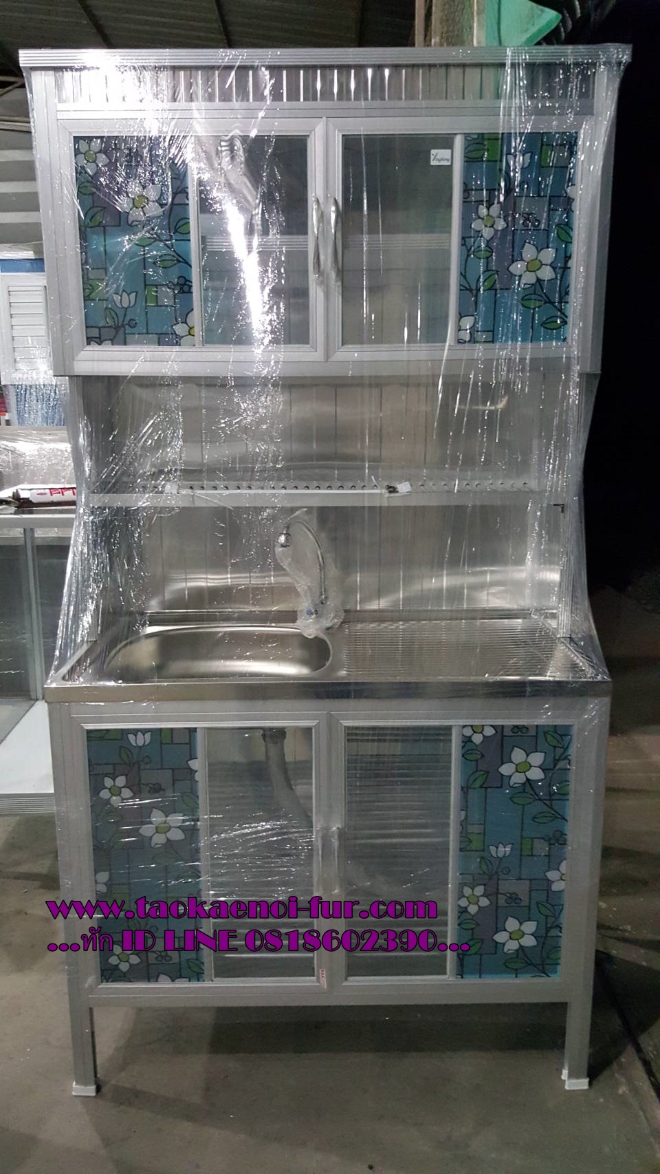 TSL-L ตู้ซิงค์-สูง (เสาเหลี่ยม+ขอบเหลี่ยม) โครงเหล็ก