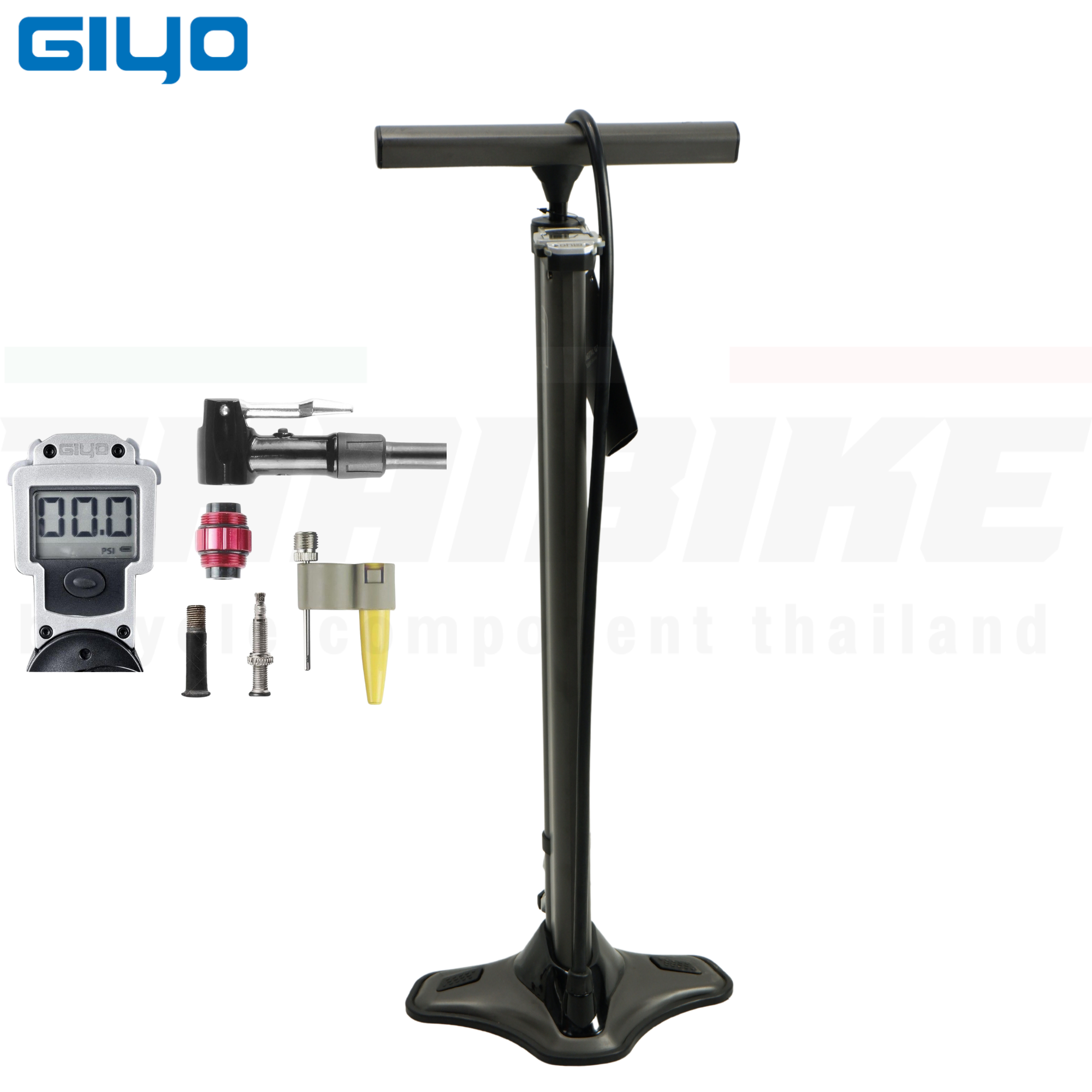 สูบจักรยานตั้งพื้น Giyo GF-92 วัดลมแบบดิจิตอลสูบได้สุงสุด 200PSI