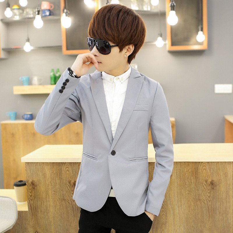 พร้อมส่ง เสื้อสูท ผู้ชาย สีเทา แขนยาว กระดุมหน้าเม็ดเดียว แขนแต่งกระดุม ใส่ทำงาน ใส่ออกงาน ใส่เป็นสูทลำลอง