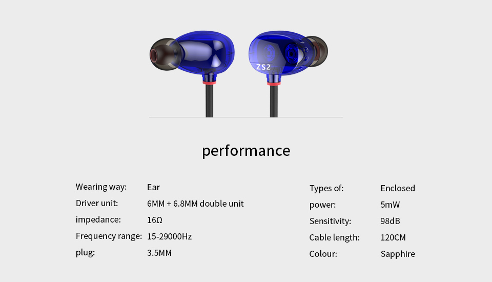 ขาย หูฟังอินเอียร์ KZ ZS2 หูฟังแบบ 2Driver รุ่นล่าสุด เพิ่มSubwoofer ให้เบสหนักขึ้น