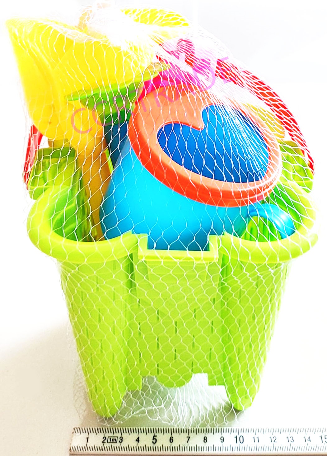 ชุดเล่นทรายปราสาท 7 ชิ้นถุงตาข่าย 15.5x23 ซม.(1x3)