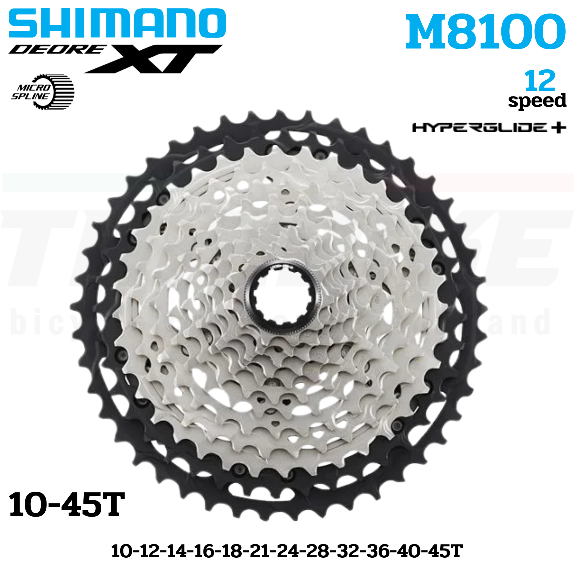 เฟืองจักรยานเสือภูเขา SHIMANO DEORE XT CS-M8100-12SPD MTB 10-45T, 10-51T Cassette Sprocket