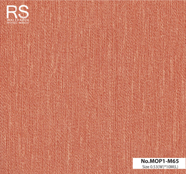 วอลเปเปอร์สีส้มอมแดง มีลายเส้นในตัว No.MOP1-M65