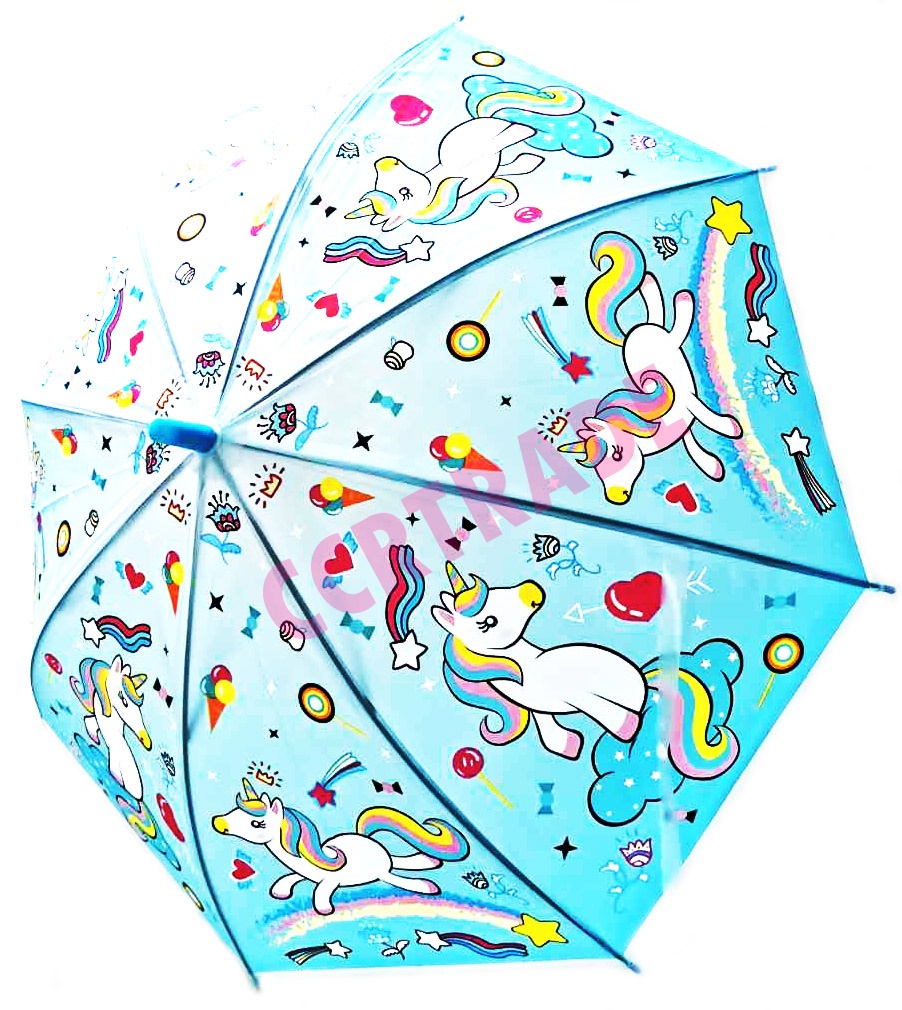 ร่มเด็ก+นกหวีด ลายยูนิคอร์น 27 นิ้ว(1x3)