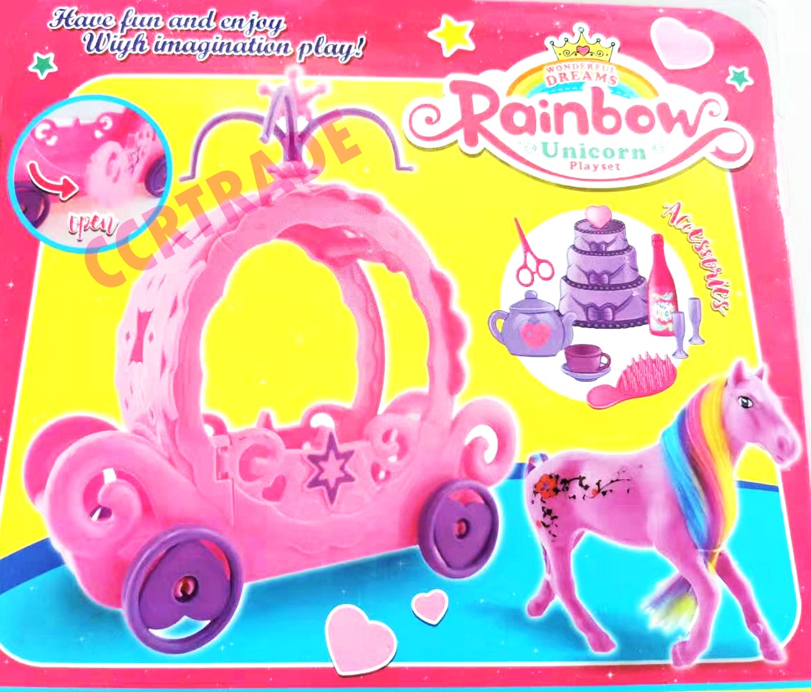 รถม้าเรนโบว์ยูนิคอร์นฝาครอบ 23x23.5 ซม.(1x3)