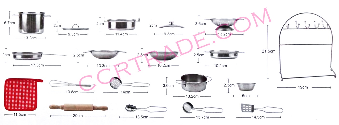 ชุดครัวสแตนเลส 10 ชิ้นกล่องใหญ่ 21.5x37 ซม.(1x2)
