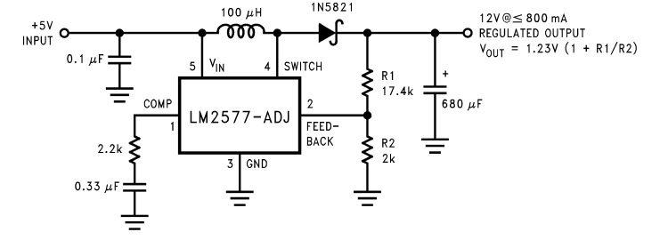 LM2577 วงจรเพิ่มแรงดัน