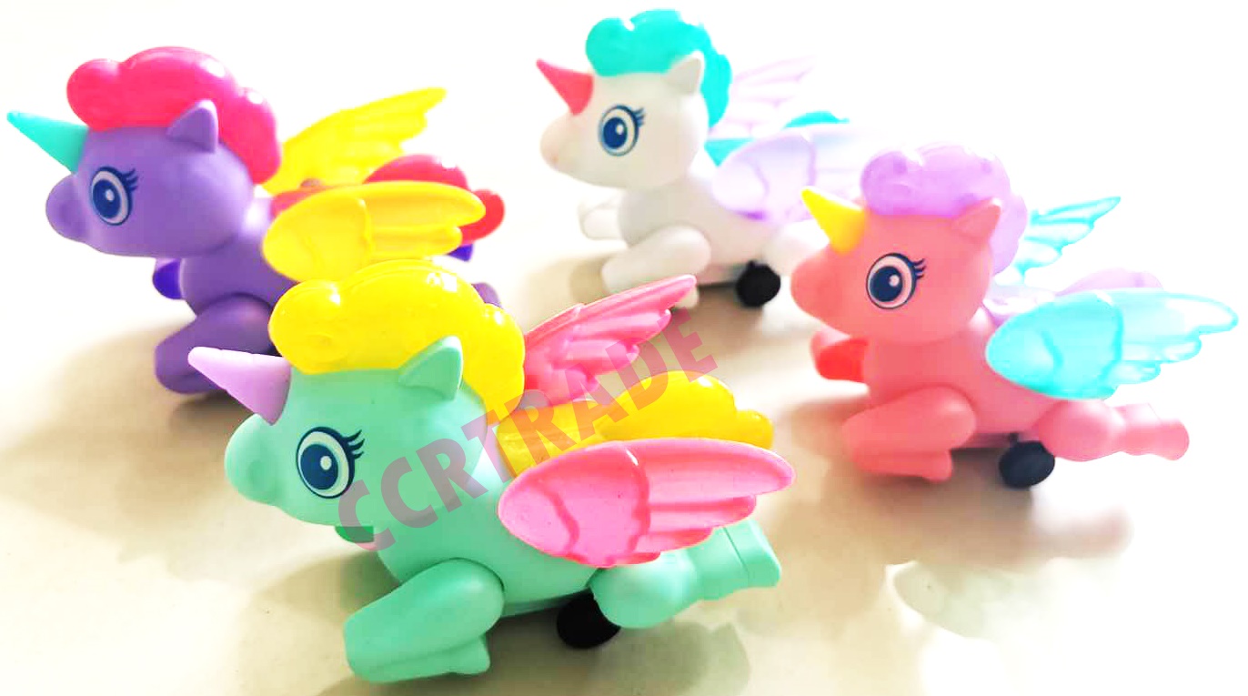 ม้ายูนิคอร์นสีหวานดึงสาย มีไฟถาด 9x11 ซม.(งานห้าง)