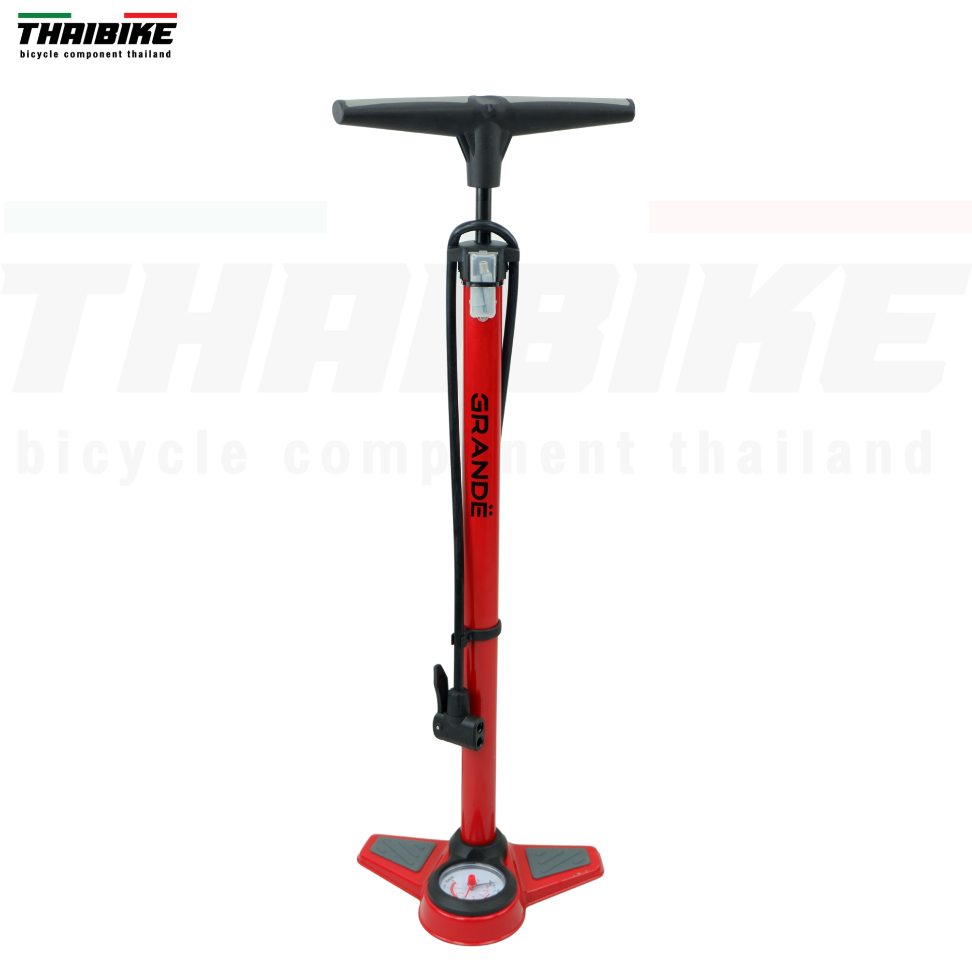 สูบจักรยานแบบตั้งพื้น GRANDE มีเกจ์วัด รองรับแรงดัน 200PSI