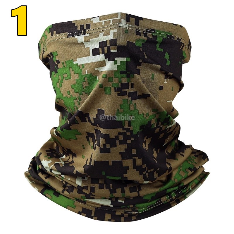 ปั่นจักรยาน ตกปลารุ่นเย็บขอบ ผ้าคลุมหัวทั้งใบ ผ้าบัฟแบบลาย กันแดด กันฝุ่น เช็ดเหงื่อ ผ้ากันเหงื่อ ลายสวย ลายพราง