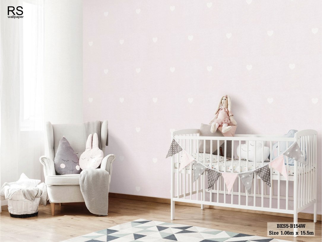 วอลเปเปอร์ ลายหัวใจสีขาว พื้นสีน้ำตาลอมสีม่วงหม่น BES5-B154W